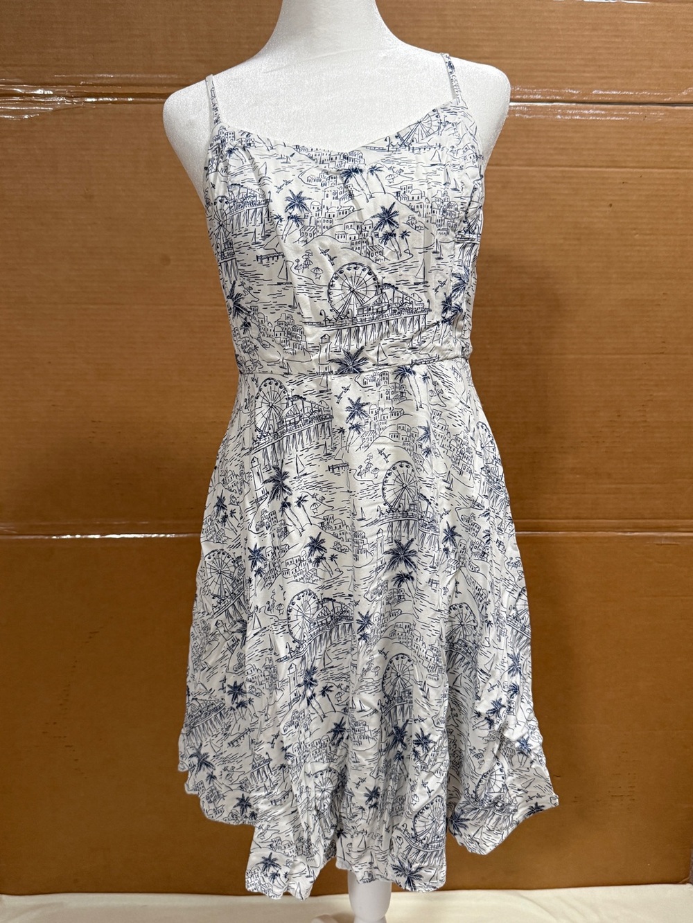 Old Navy White Sundress with Navy Coastal Print